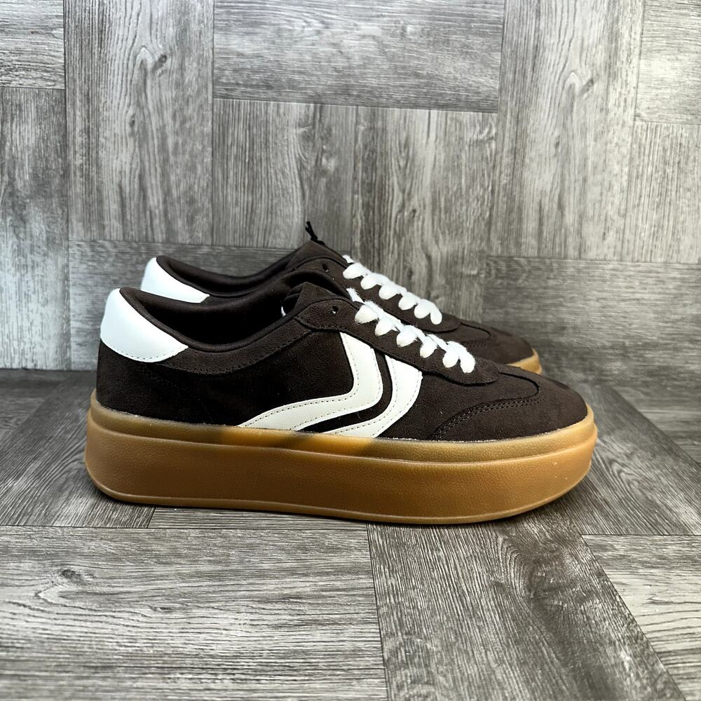 Madden‎ NYC Platform Sneakers Womens 7.5 Brown Suede Chunky Gum Sole NEW
